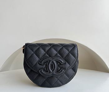 Chanel 23P Hidden Big Bang Saddle Black Bag - 19x16x7cm