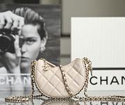 Chanel 23p Chain Mini Half Moon Clutch Beige - 10.5x9.5x5cm - 1