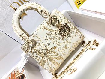 Mini Lady Dior Bag White Calfskin With Gold-Tone - 17x15x7cm