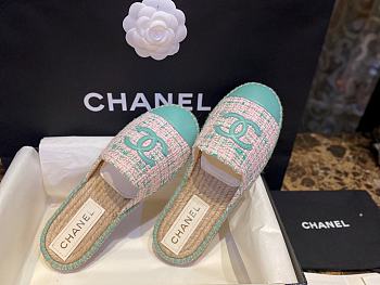 Chanel Espadrilles Shoes Tweed Blue-Pink