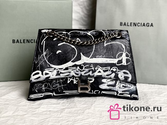 BALENCIAGA| Crush Medium Printed Crinkled-leather Shoulder Bag - 31x20x12cm - 1