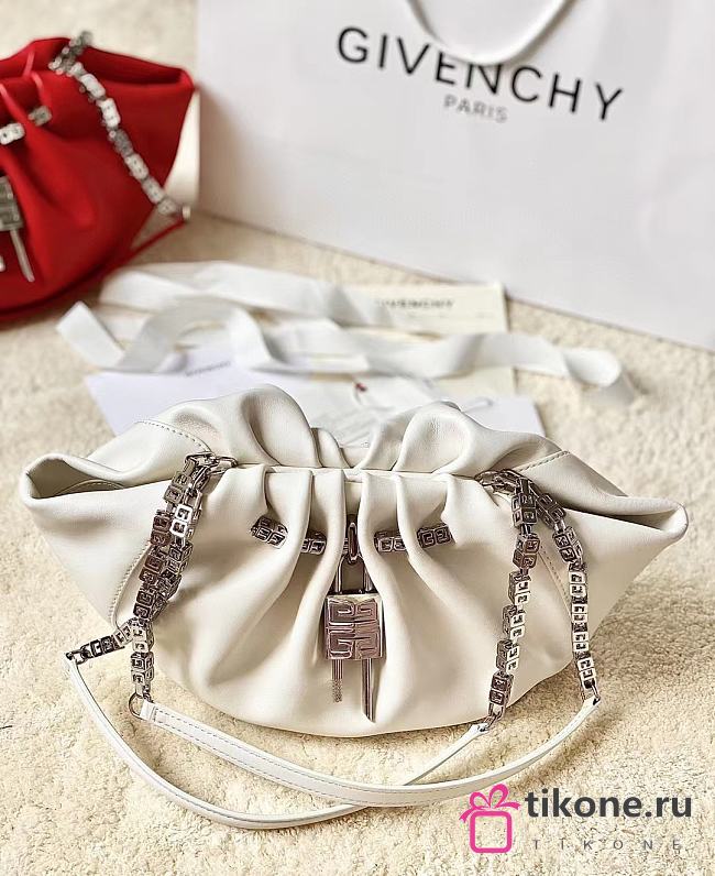 Givenchy White Calfskin Kenny Shoulder Bag - 32x22x17cm - 1