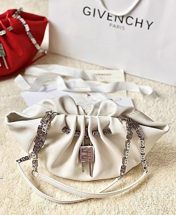 Givenchy White Calfskin Kenny Shoulder Bag - 32x22x17cm