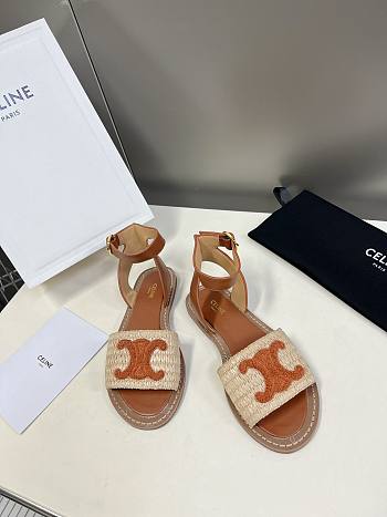 Celine Lympia Flat Strap Sandals In Brown