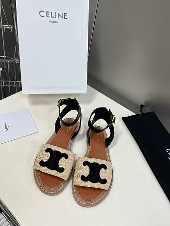 Celine Lympia Flat Strap Sandals In Black