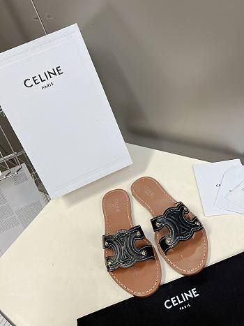Celine Triomphe Mule In Black Sandals