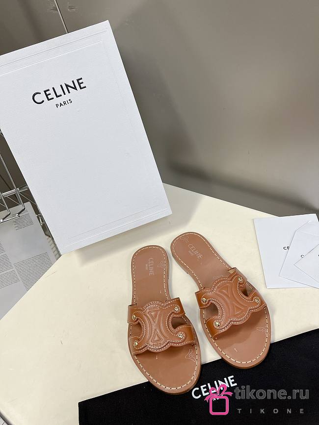 Celine Triomphe Mule In Brown Sandals - 1