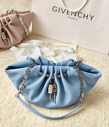 Givenchy Blue Calfskin Kenny Shoulder Bag - 32x22x17cm