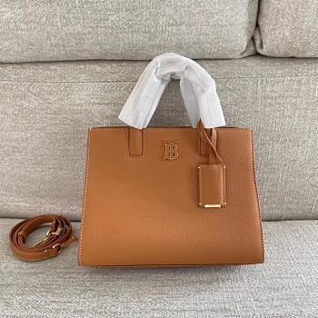 Bubbery Brown Frances Mini Leather Tote Bag - 27×11×20cm