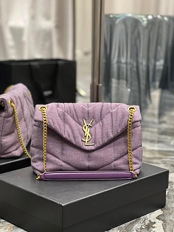 YSL Loulou Puffer Purple Larger Shoulder Bag - 29x17x11cm