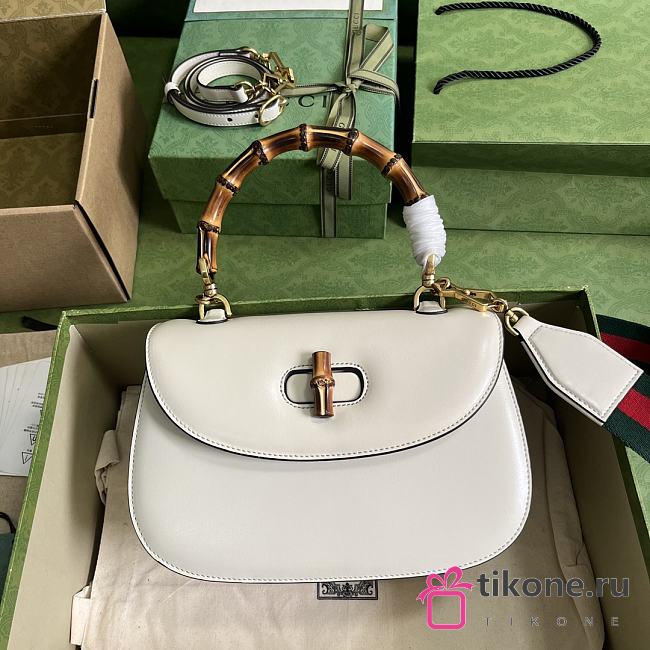 Gucci Bamboo 1947 In White Leather - 26x17x9cm - 1