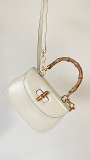 Gucci Small Bamboo 1947 In White Leather - 21x15x7cm - 2