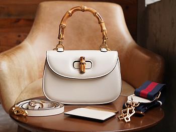 Gucci Small Bamboo 1947 In White Leather - 21x15x7cm
