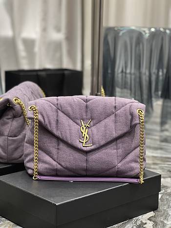 YSL Loulou Puffer Purple Super Large Shoulder Bag - 35×23×13.5cm