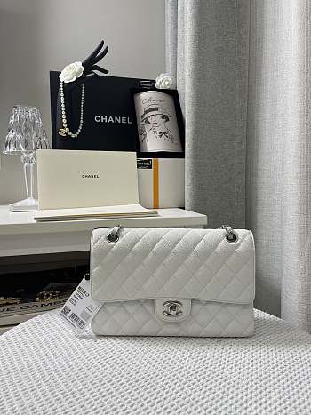 Chanel CF25 White Classic Caviar With Silver Hardware 