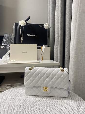 Chanel CF25 White Classic Caviar With Gold Hardware
