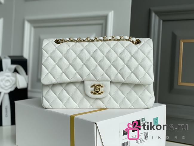 Chanel 25 White Caviar Classic Bag  - 1