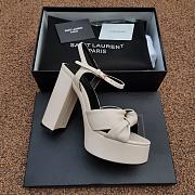 YSL Women's Bianca Platform White Sandals  - 3