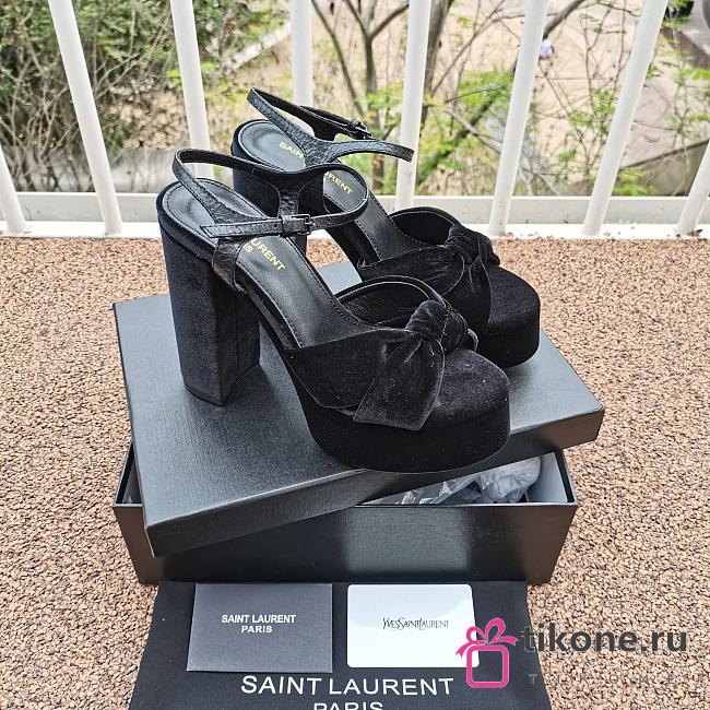 YSL Women's Bianca Platform Black Sandals - 1