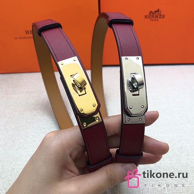 Hermes Kelly 18 Wine Red Belt 8mm - 1