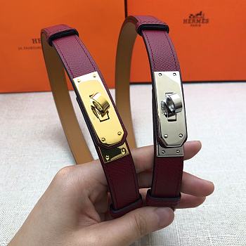 Hermes Kelly 18 Wine Red Belt 8mm