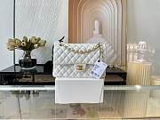 Chanel 25 Classic Double Flag White Lambskin With Gold Hardware  - 3