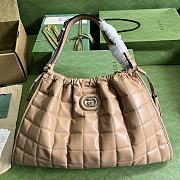 GG Deco Brown Large Quilted Leather Shoulder Bag - 43x28x8cm - 1