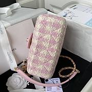 Chanel Mini Flap Bag Pink Tweed - 15x15.5x7.5cm - 4