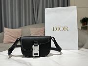 Dior Mini Saddle Bag With Strap Black Grained Calfskin - 19.5x13x4.3 cm  - 1