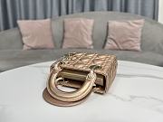 Dior Lady Neon-pink Metallic Lambskin Cannage - 17x15x7cm - 4