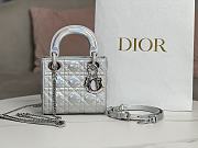 Dior Lady Neon Silver Metallic Lambskin Cannage - 17x15x7cm - 1