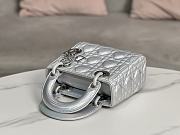 Dior Lady Neon Silver Metallic Lambskin Cannage - 17x15x7cm - 4