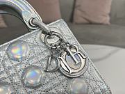 Dior Lady Neon Silver Metallic Lambskin Cannage - 17x15x7cm - 2