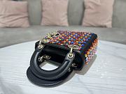 Lady Dior Micro Pink Calfskin Embroidered with Multicolor Strass  - 5