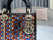 Lady Dior Micro Pink Calfskin Embroidered with Multicolor Strass  - 2