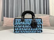 Dior Lady Black Satin And Turquoise Beaded Fringe D-Joy Bag - 2