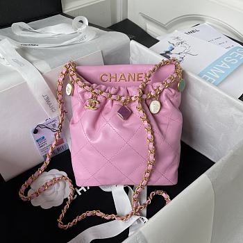 Chanel Small Light Pink Bucket Bag Lambskin - 17x16x7cm