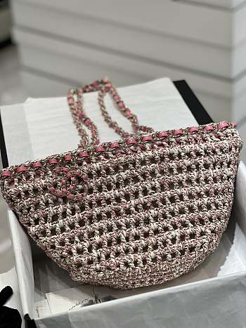 Chanel Crochet Small Pink Shopping Bag - 20x36x12cm