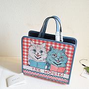 GG Cat Print Top Hand Bag - 28x26.5x9cm - 2