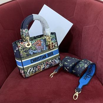 Dior Lady Blue Multicolor Étoile de Voyage Embroidery - 24x20x11cm