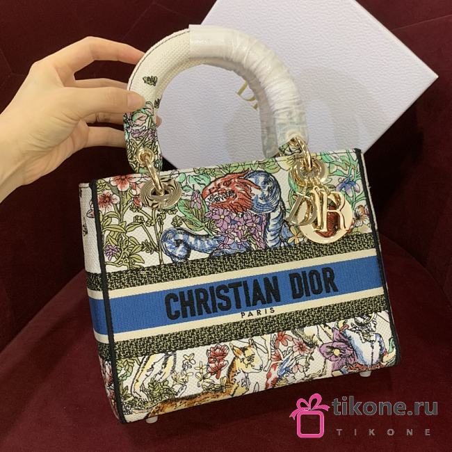 Dior Lady White Multicolor Étoile de Voyage Embroidery - 24x20x11cm - 1