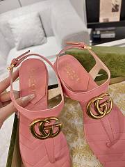 GUCCI Women's Double G leather sandals In Pink - 3