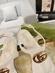 GUCCI Women's Double G leather sandals In White - 5