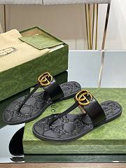 Gucci Ladies Interlocking Double G Thong Black Sandals  - 5