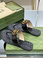 Gucci Ladies Interlocking Double G Thong Black Sandals  - 4