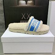 Dior Women's Blue-White Dway Shearling Slide - 5