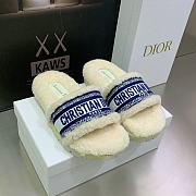 Dior Women's Dark Blue-White Dway Shearling Slide - 5