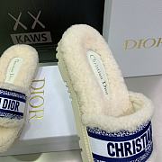 Dior Women's Dark Blue-White Dway Shearling Slide - 3