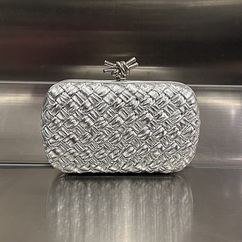 Bottega Veneta Silver Metallic Leather - 19x11.5x5cm