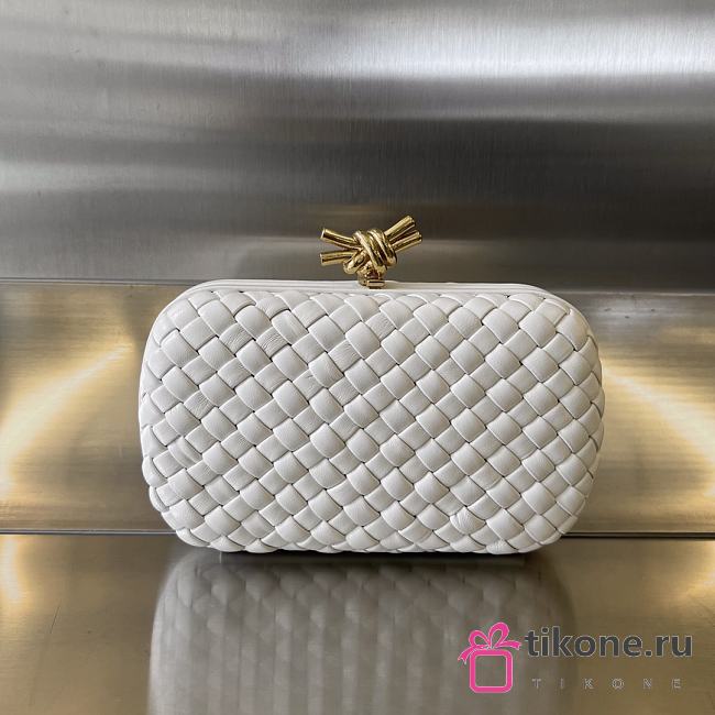 Bottega Veneta White Metallic Leather - 19x11.5x5cm - 1